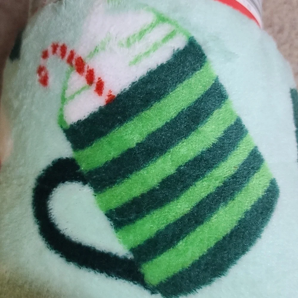 Holiday Throw COZY Blanket Festive - hot cocoa, stocking candy cane, red bow